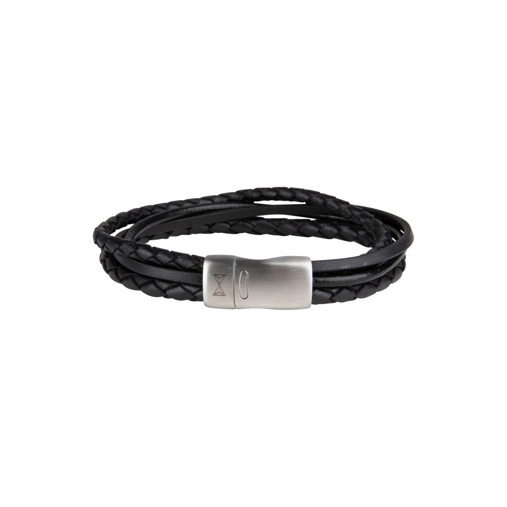 Leren armband heren - Iron Four String Black