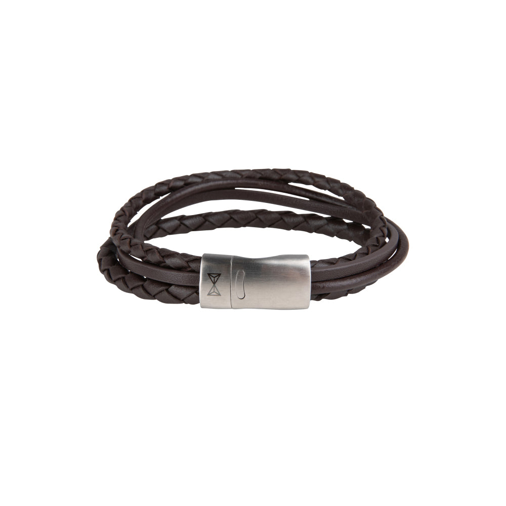 Leren armband heren - Iron Four String Brown