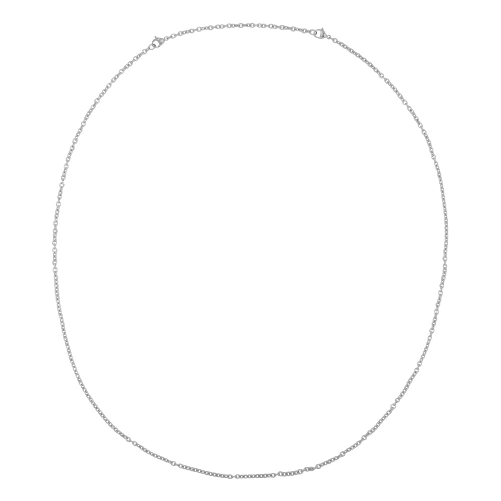 Collier en inox pour homme, chaîne à maillons, finition argentée.