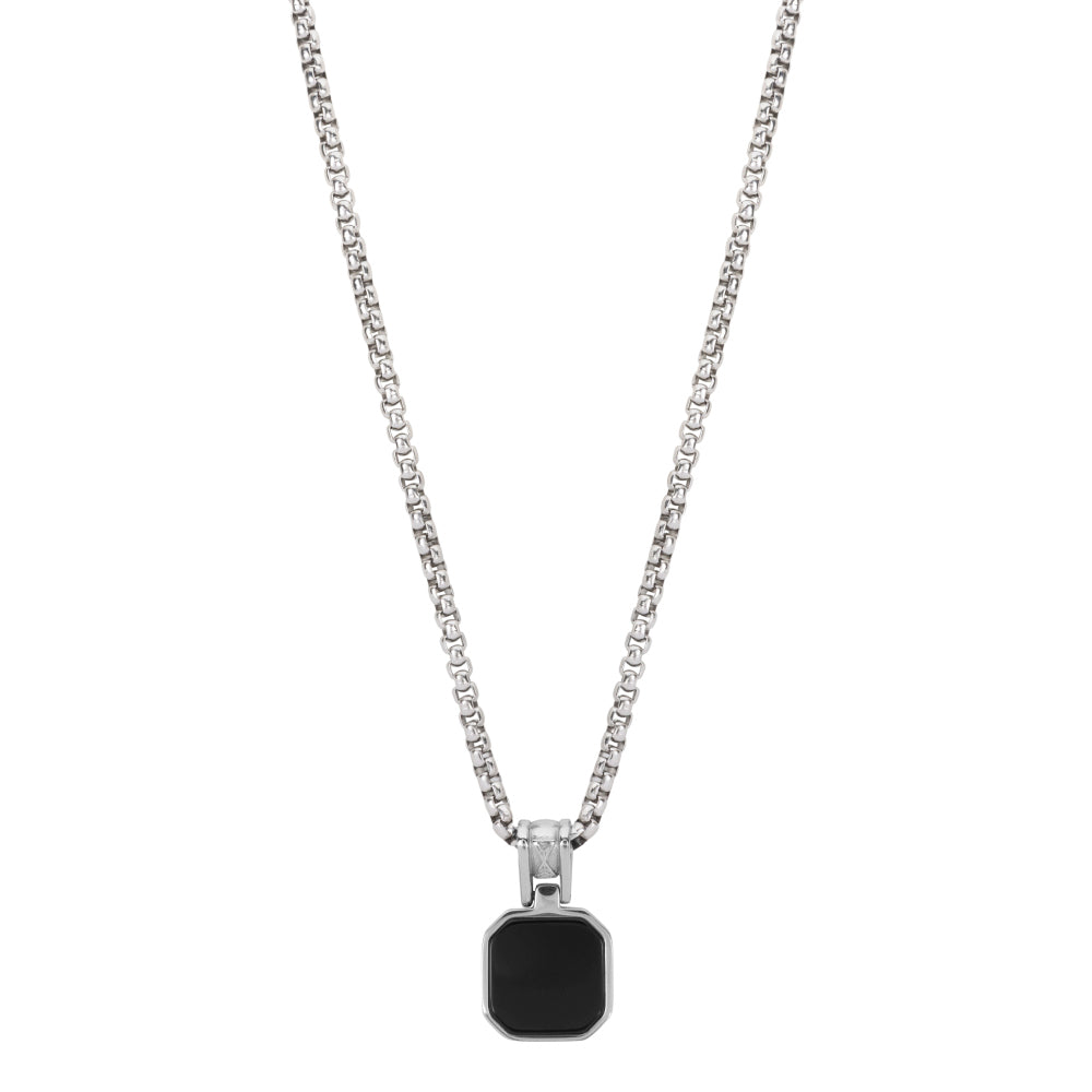 Zilveren ketting heren - Necklace Rolo Onyx Rocks