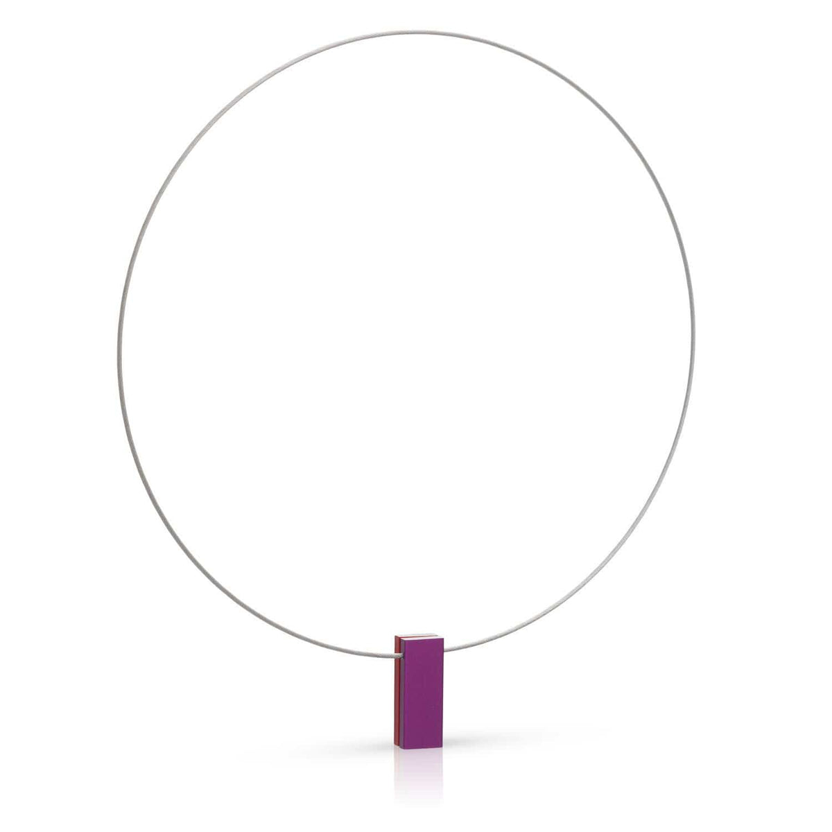 Collier deux rectangles colorés violet|rouge C232PR