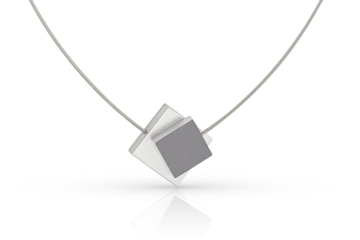 Collier Vierkant met gekleurd vierkant C263AG