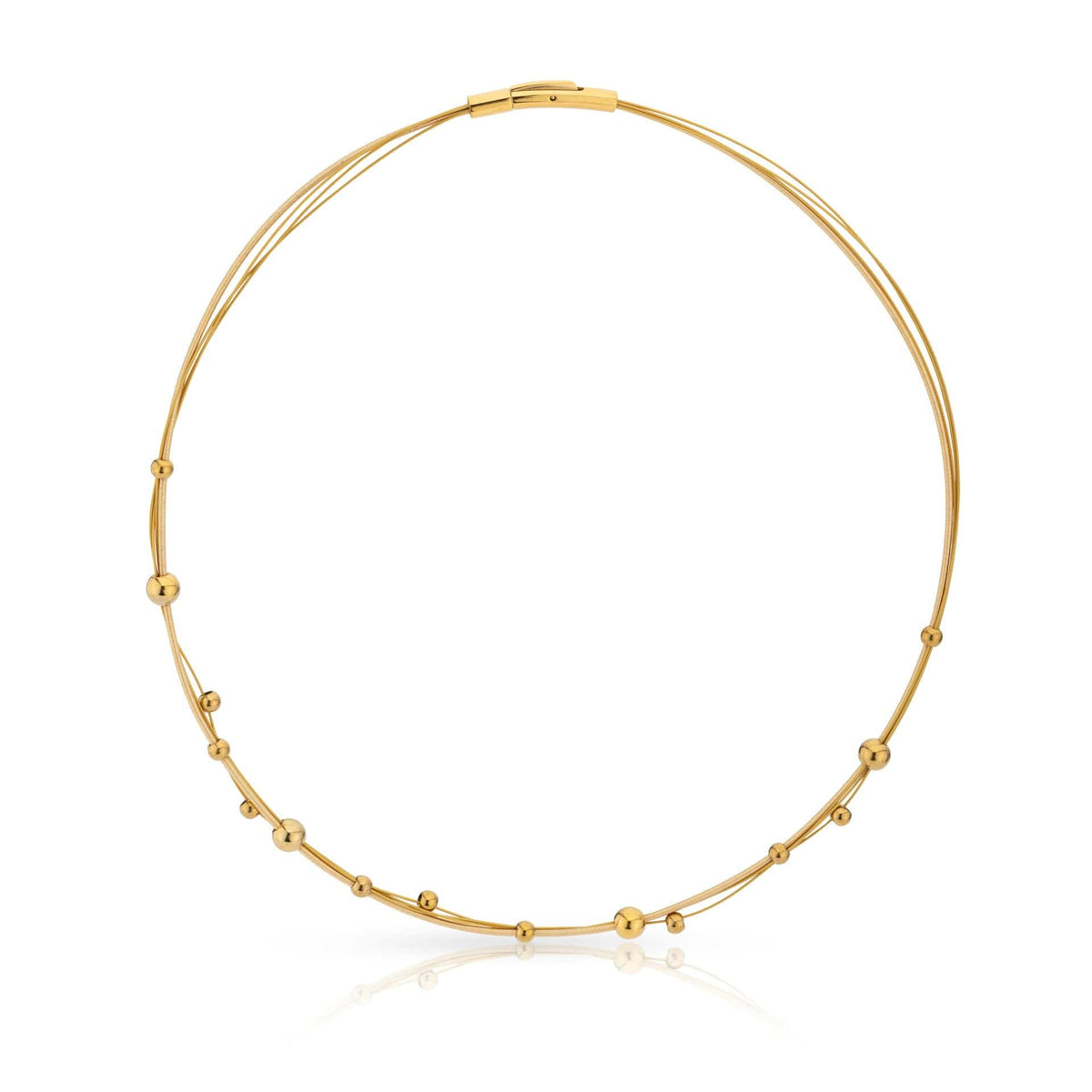 Collier doré avec des billes ludiques, design délicat et finition brillante.