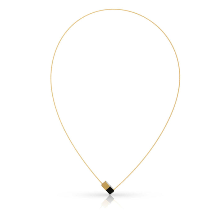 Collier Twee kubusjes zwart goudkleurig met goudkleurige draad CG205ZG