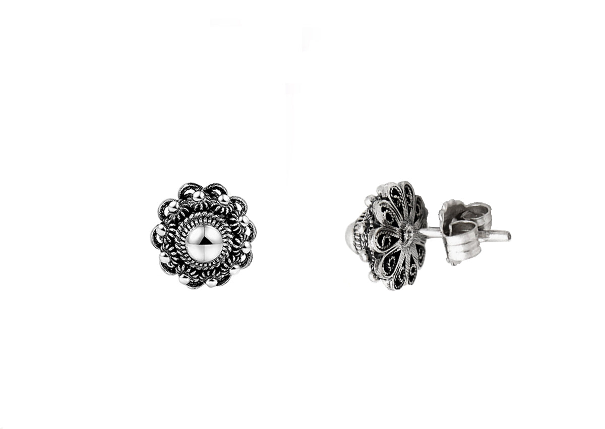 Boucles d'oreilles en argent avec motif de bouton de Zeeland de 10 mm.