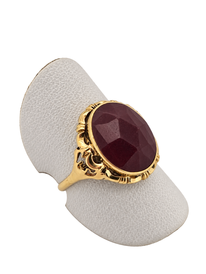 bague vintage en or avec carneool 14k 3.4gr