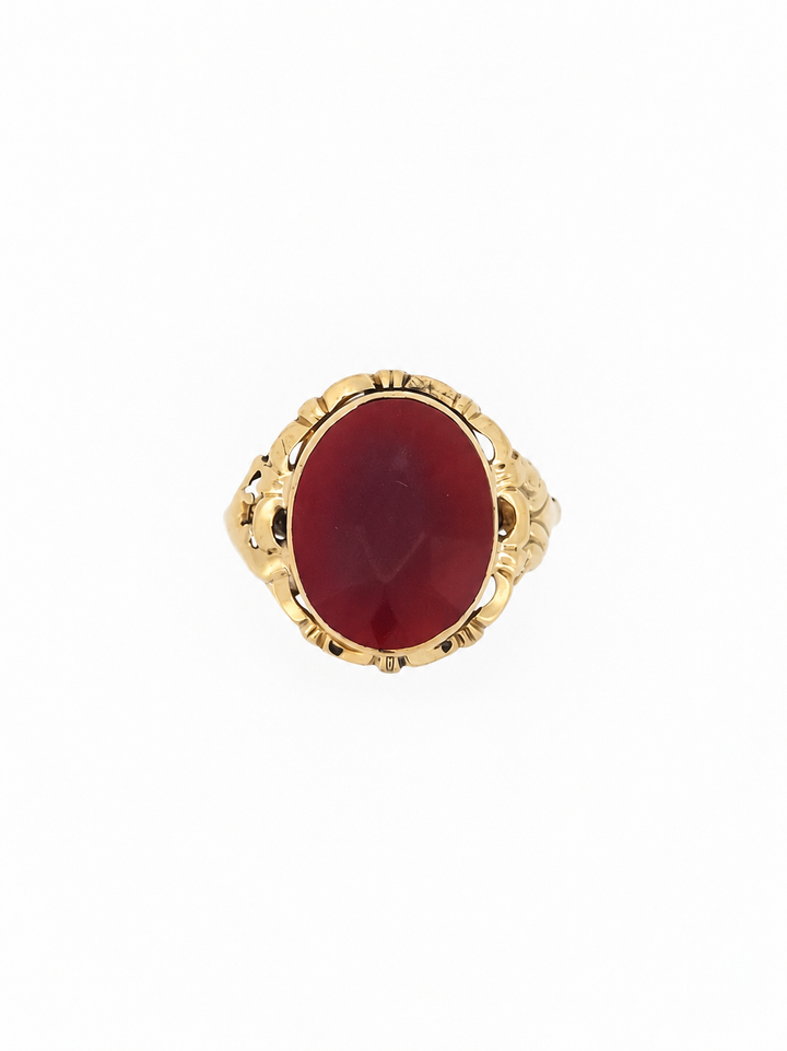 bague vintage en or avec carneool 14k 3.4gr
