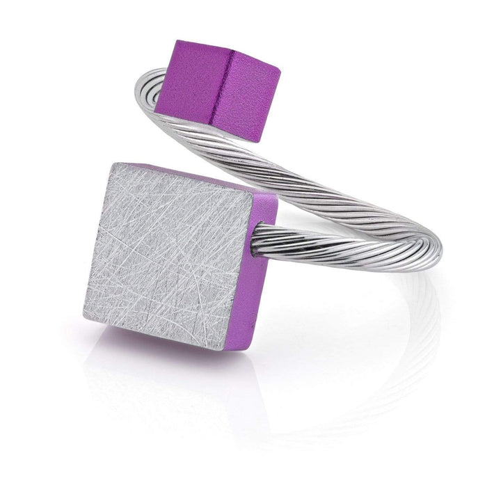 Ring vierkant en kubusje Paars fits most R7P