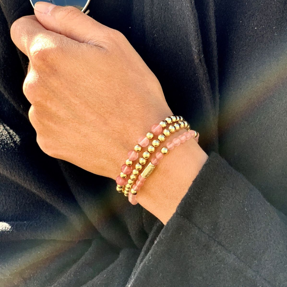 Bracelet en or jaune - 4mm - bracelet de perles pour femme