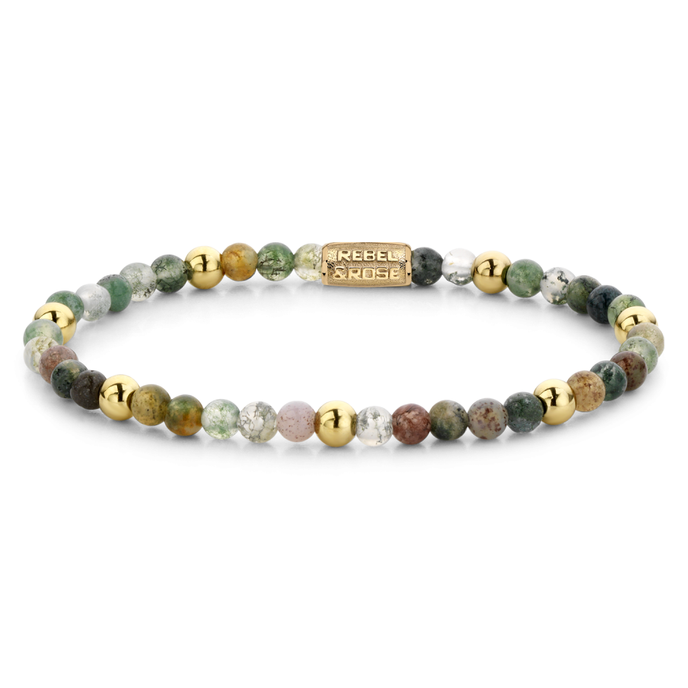 Bracelet en perles multicolores avec des éléments en or jaune ionisé de 18 ct.