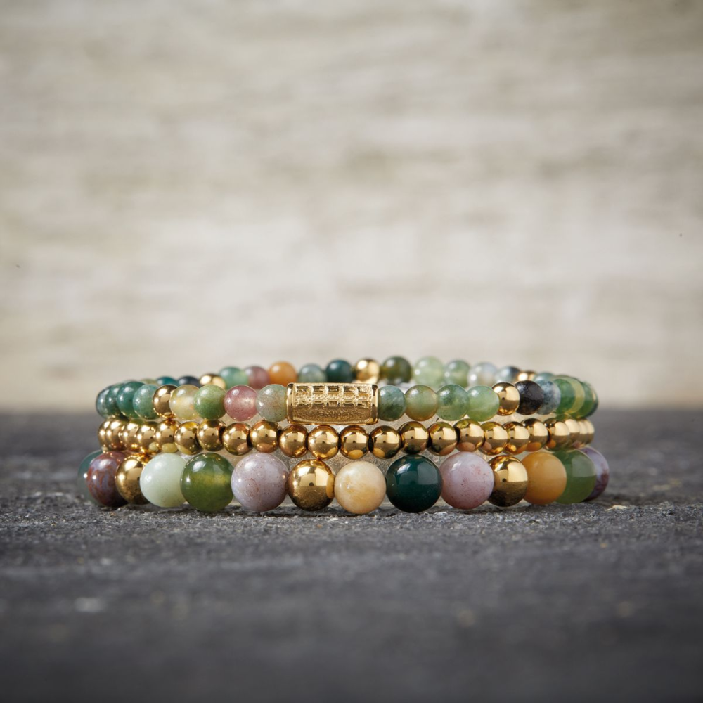 Indian Summer - plaqué or jaune 18 ct - 4mm - bracelet perles pour femme