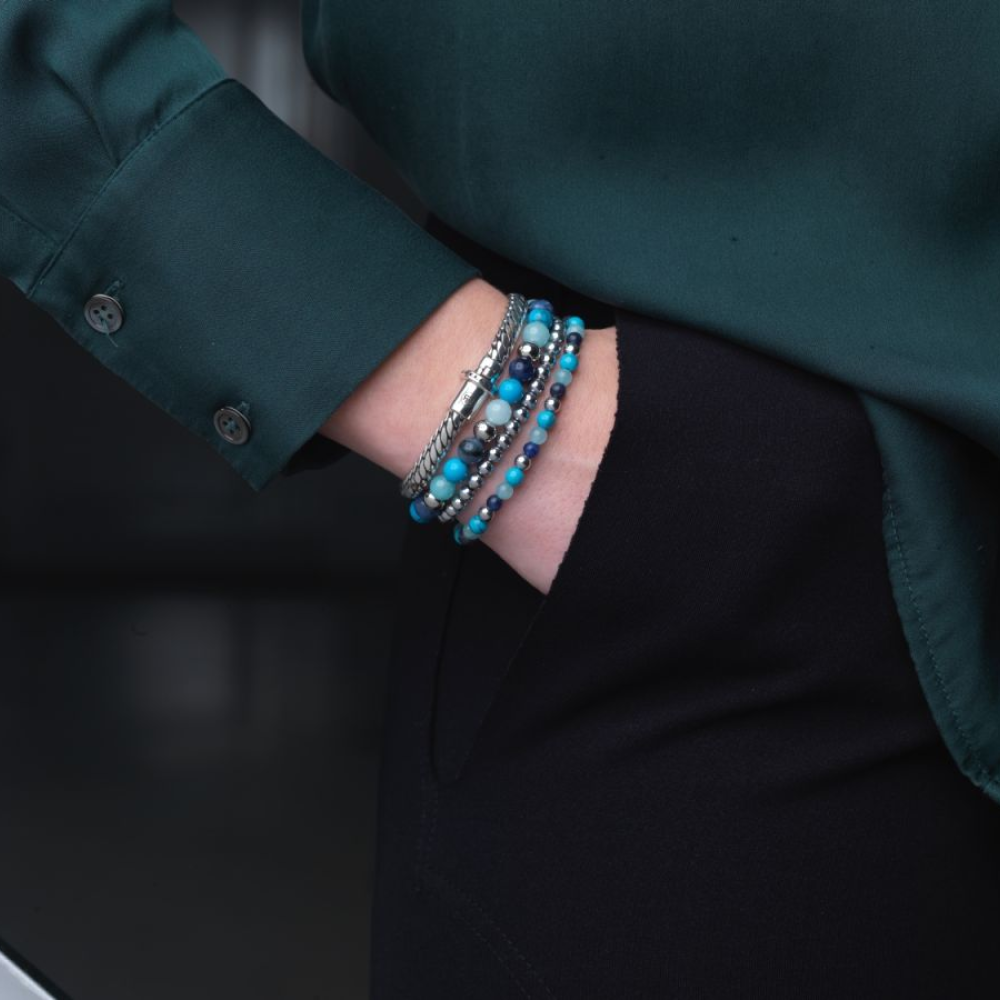 Blue Summer Vibes - 4mm - Bracelet perles pour femme