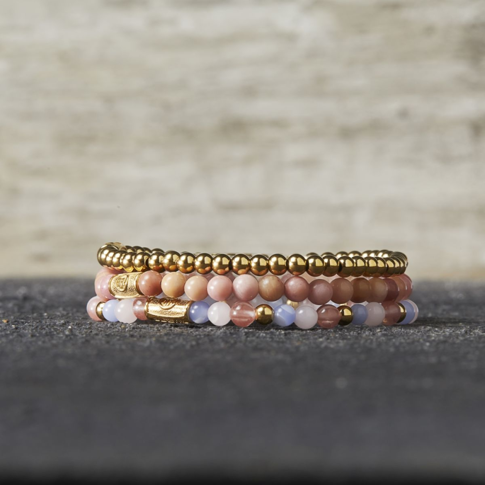 Pink Summer Vibes - plaqué or jaune 18 ct - 4 mm - bracelet perles pour femme
