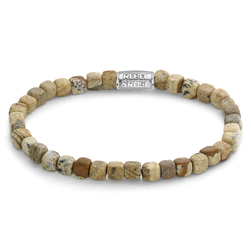 Bracelet en perles de 4 mm avec des pierres naturelles aux teintes terreuses.