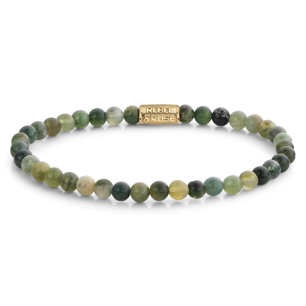 Bracelet en perles multicolores avec un élément en or jaune de 4 mm.