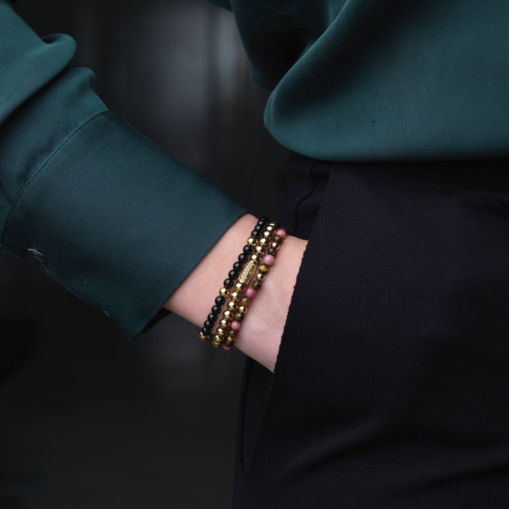 Winter Glow - plaqué or jaune 18 ct - 4mm - bracelet perles pour femme