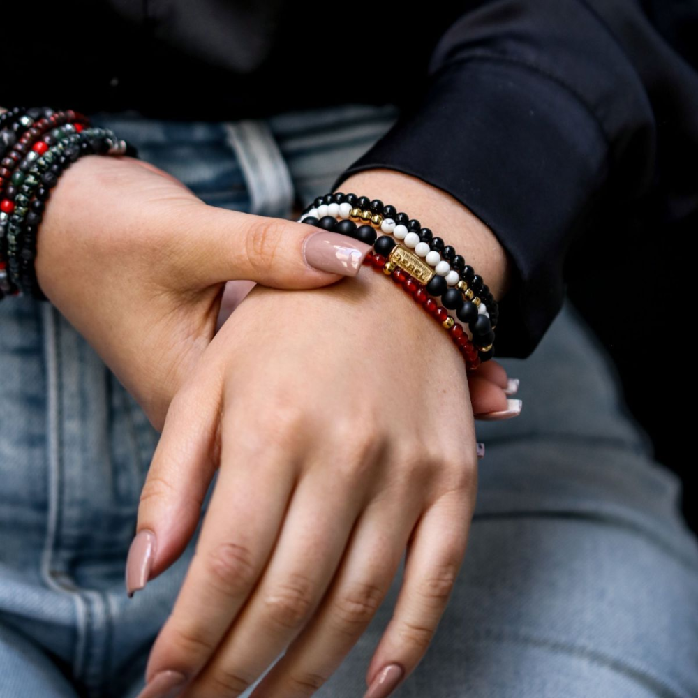 Black Velvet Gold - 4mm - Bracelet perles pour femme