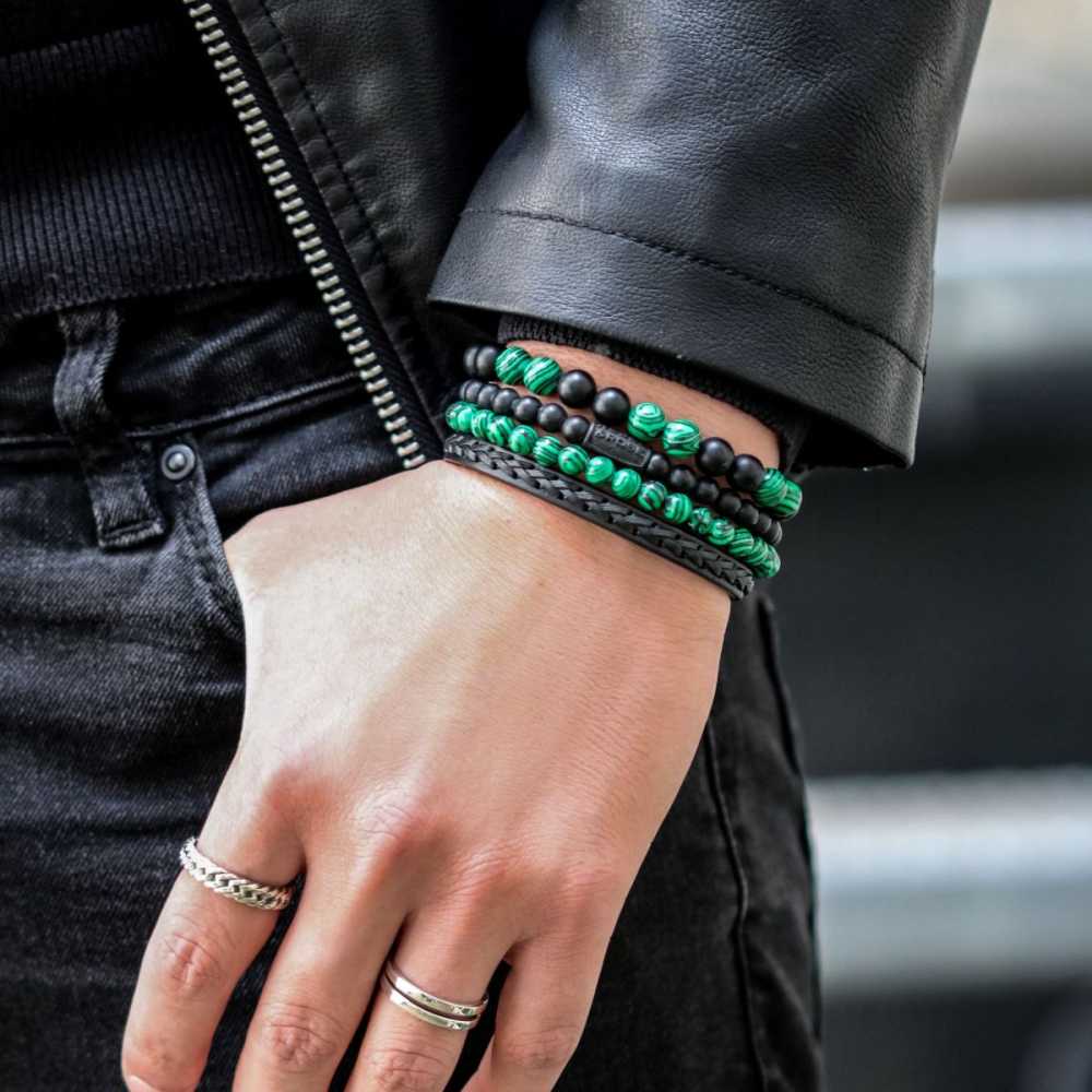 Mad Panther - Tout Noir - 6mm - Bracelet de perles pour homme