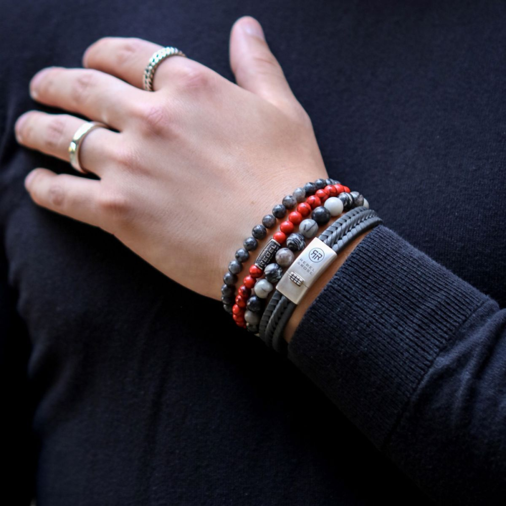 Grey Seduction Vintage - 6mm - Bracelet en perles pour homme