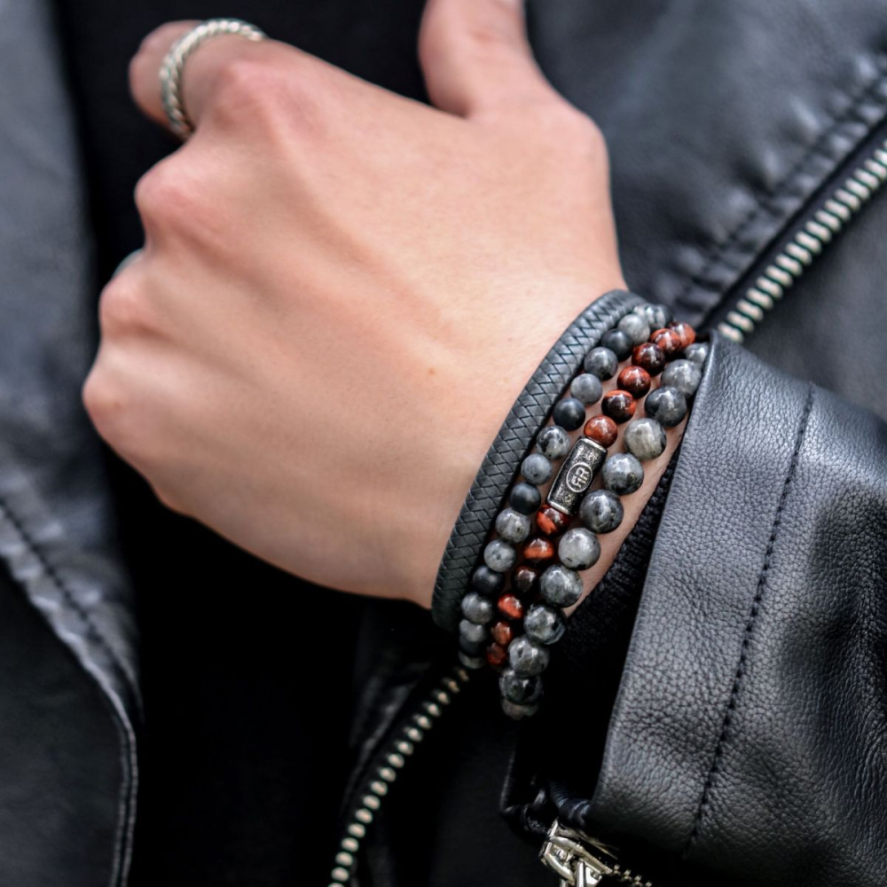 Tiger Red Vintage - 6mm - Bracelet en perles pour homme