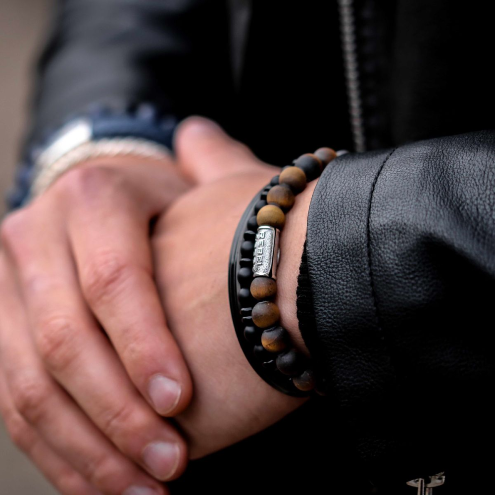 Matt Tiger Lily - 8mm - Bracelet pour homme en perles