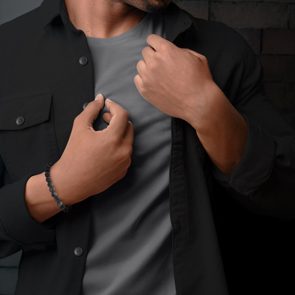 Matt Grey Seduction - 8mm - Bracelet perles pour homme