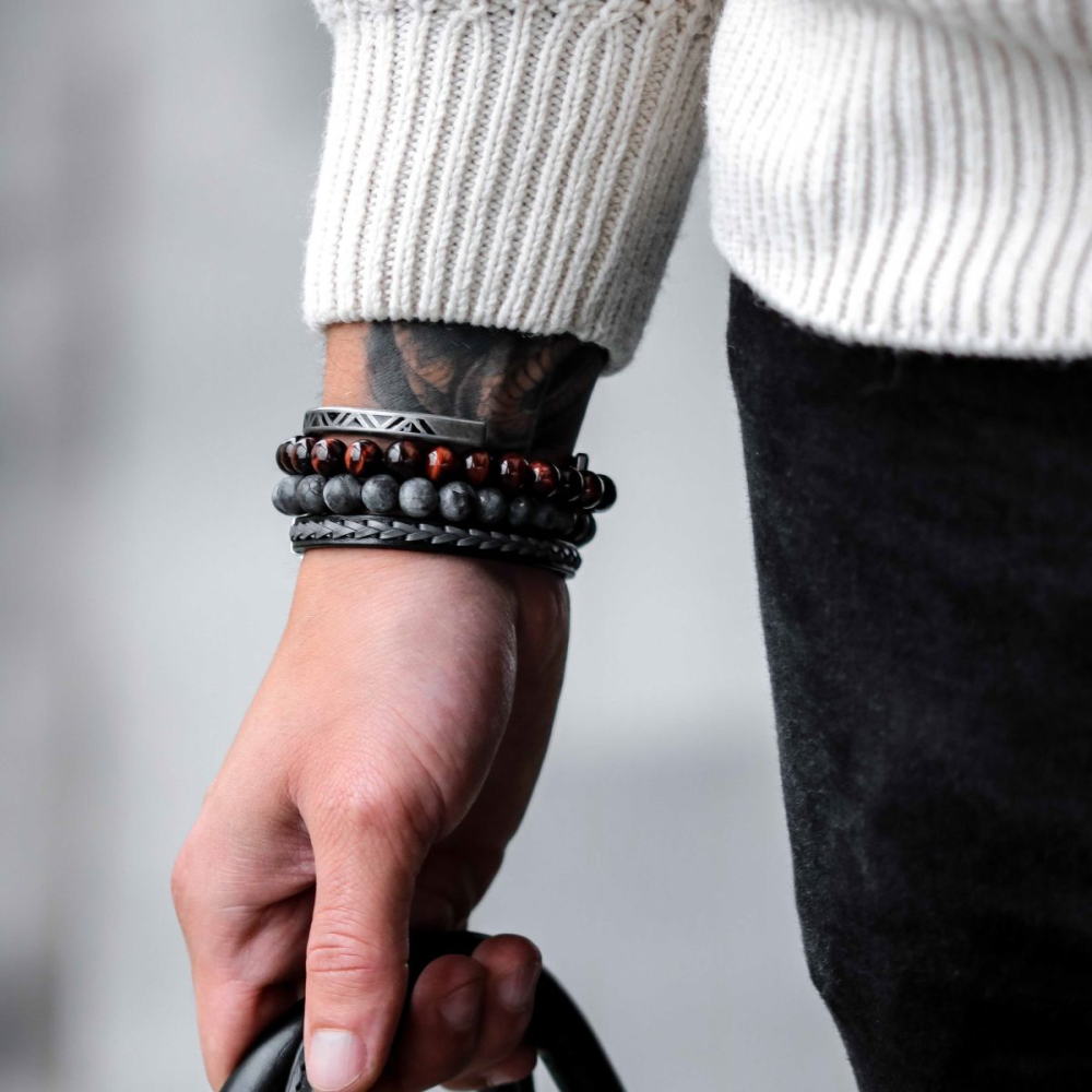 Matt Grey Seduction - 8mm - Bracelet perles pour homme