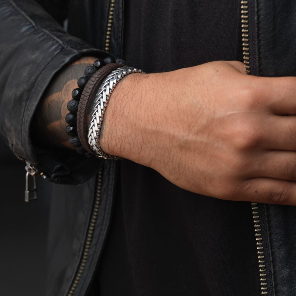 Black Rocks - Tout Noir - 8mm - Bracelet de perles pour homme