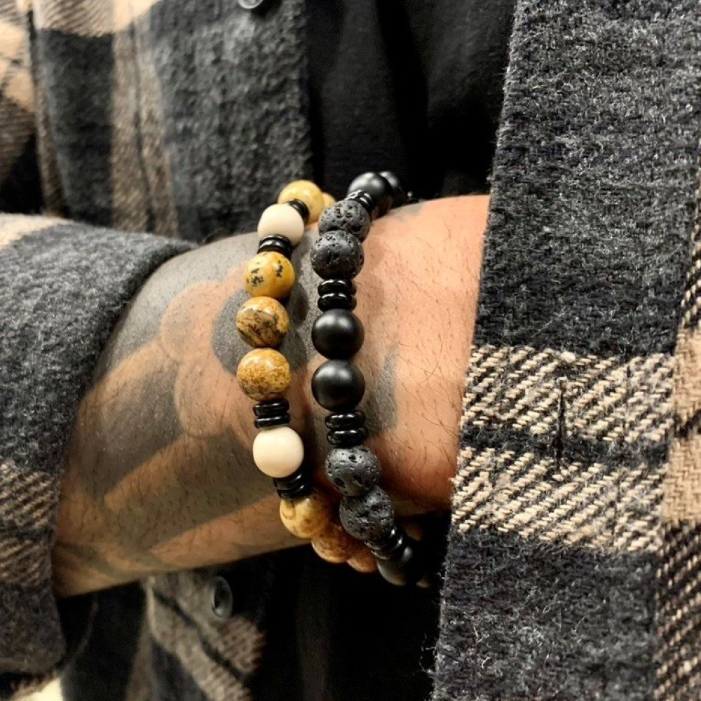 Bracelet en perles noir - 8mm - pour homme