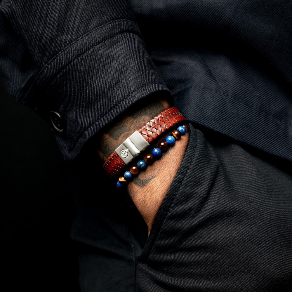 Bracelet en perles pour homme Mix Tiger Lapis - 6mm
