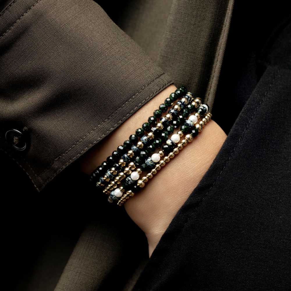 Bracelet pour femme Touch of Green Glam Rocks - 4mm - perles