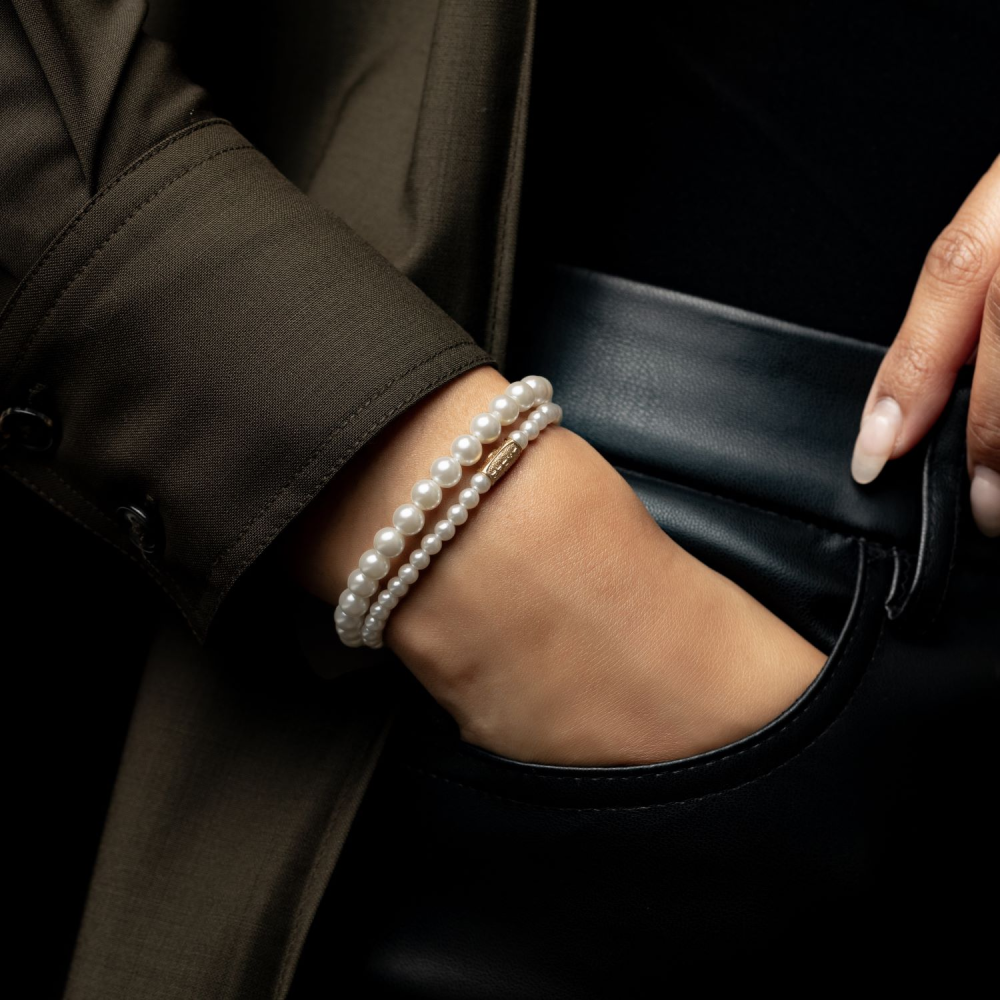 Bracelet perle or - 4mm - pour femme