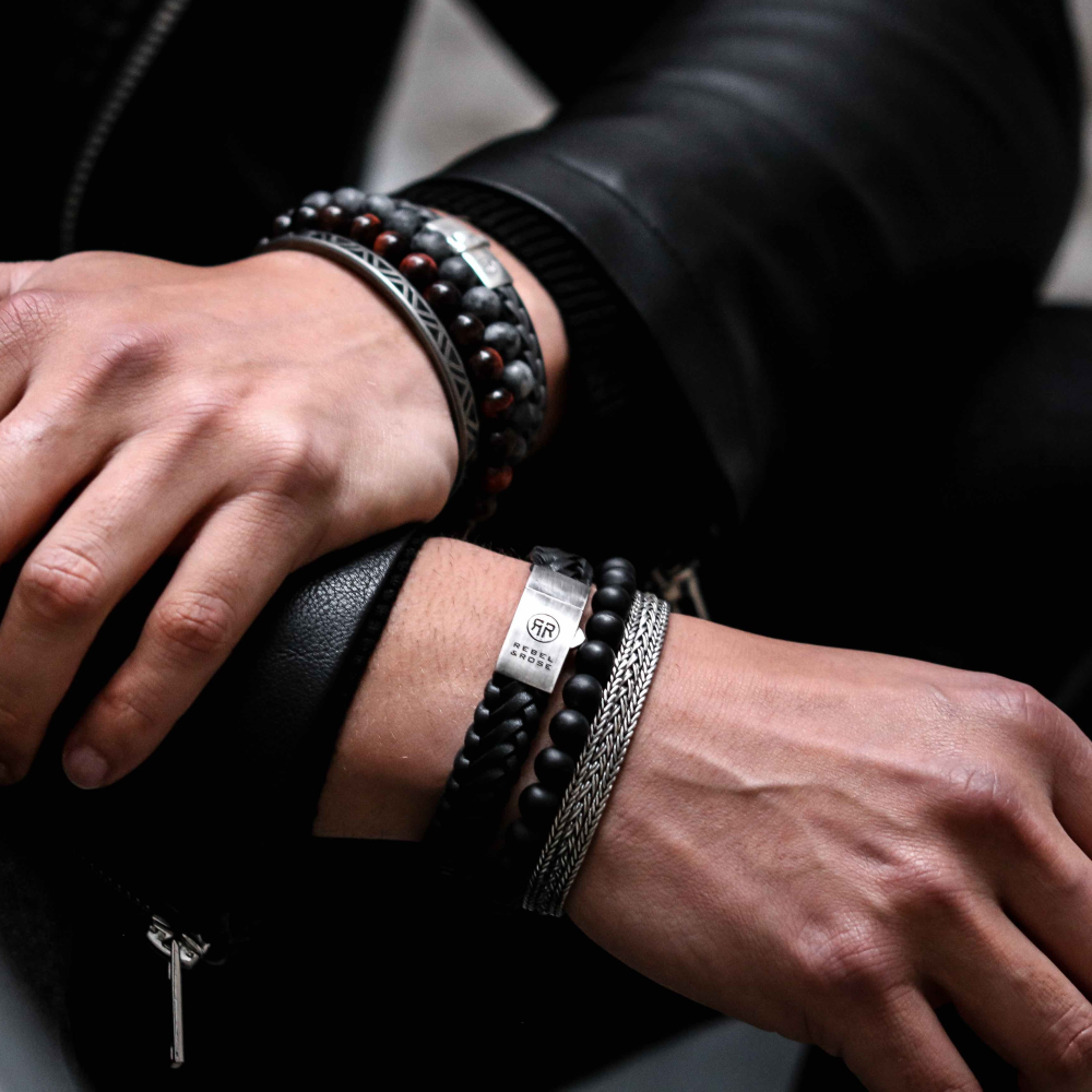 Mad Panther - Tout Noir - 8mm - Bracelet de perles pour homme