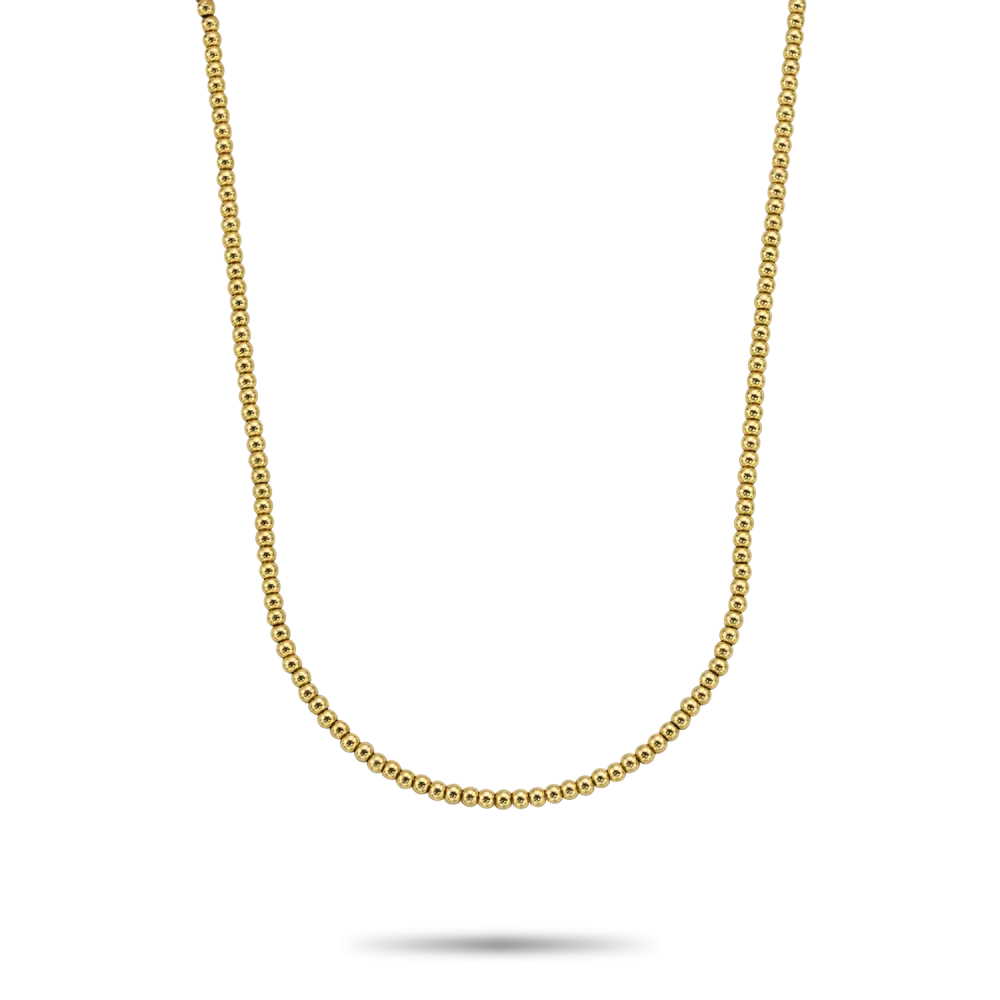 Collier en or jaune de 3 mm, longueur de 38 cm, maillons brillants et lisses.