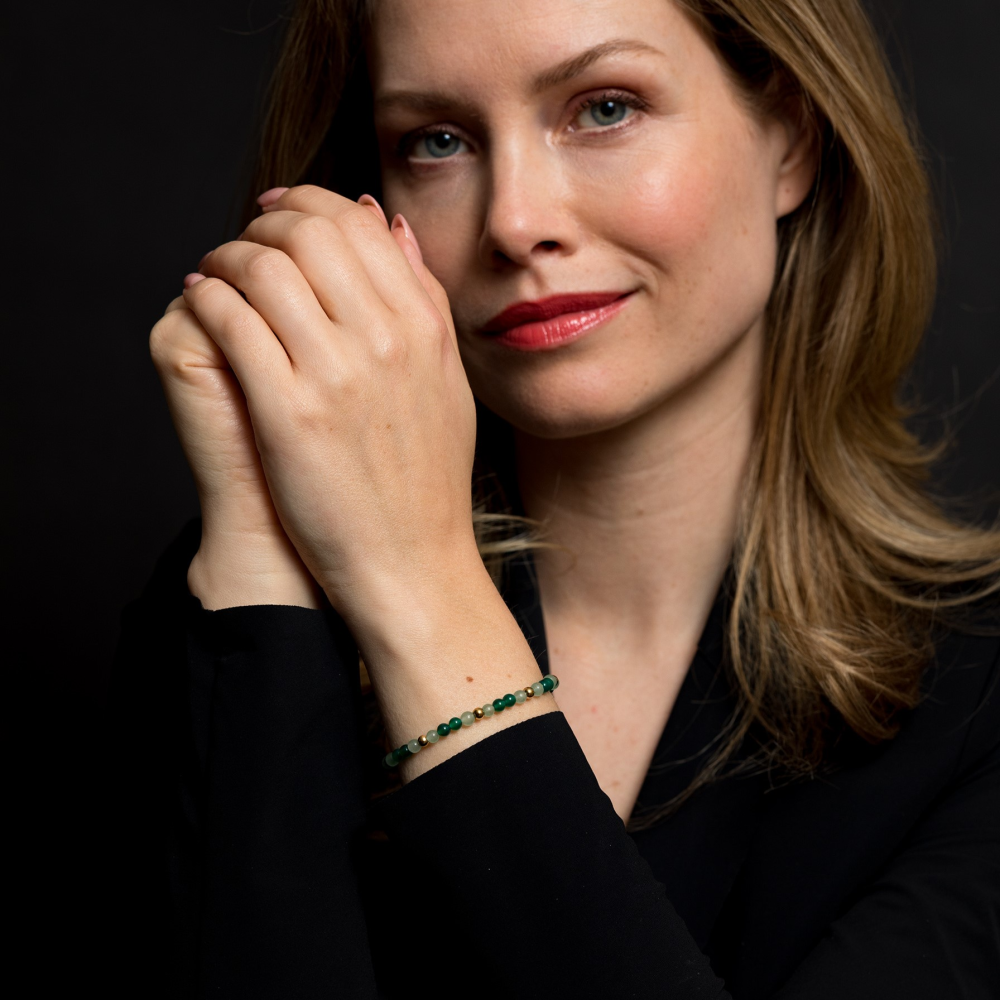 Green Morning Vibes - plaqué or jaune 18 ct - 4mm - bracelet perles pour femme
