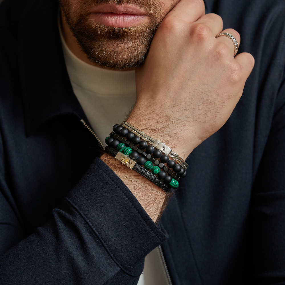 Mad Panther - Tout Noir - 8mm - Bracelet de perles pour homme