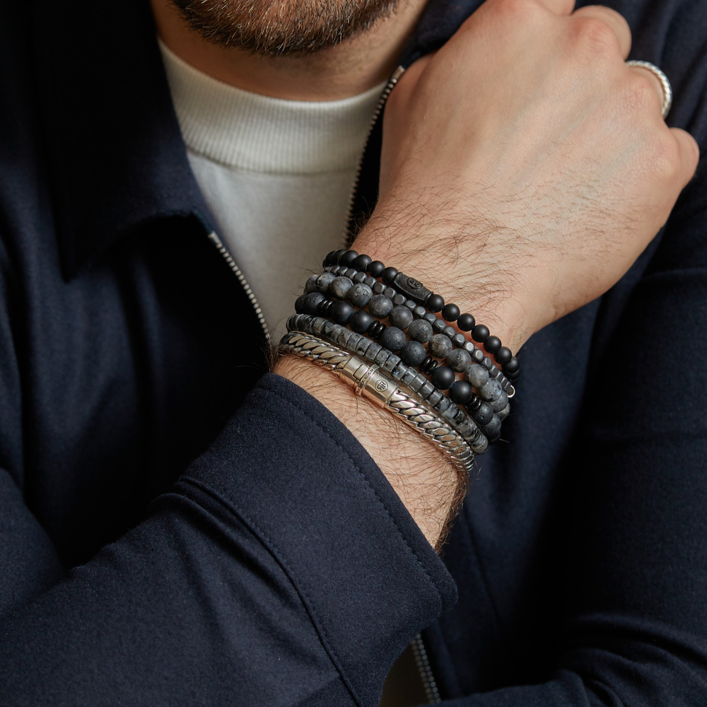 Matt Grey Seduction - 8mm - Bracelet perles pour homme