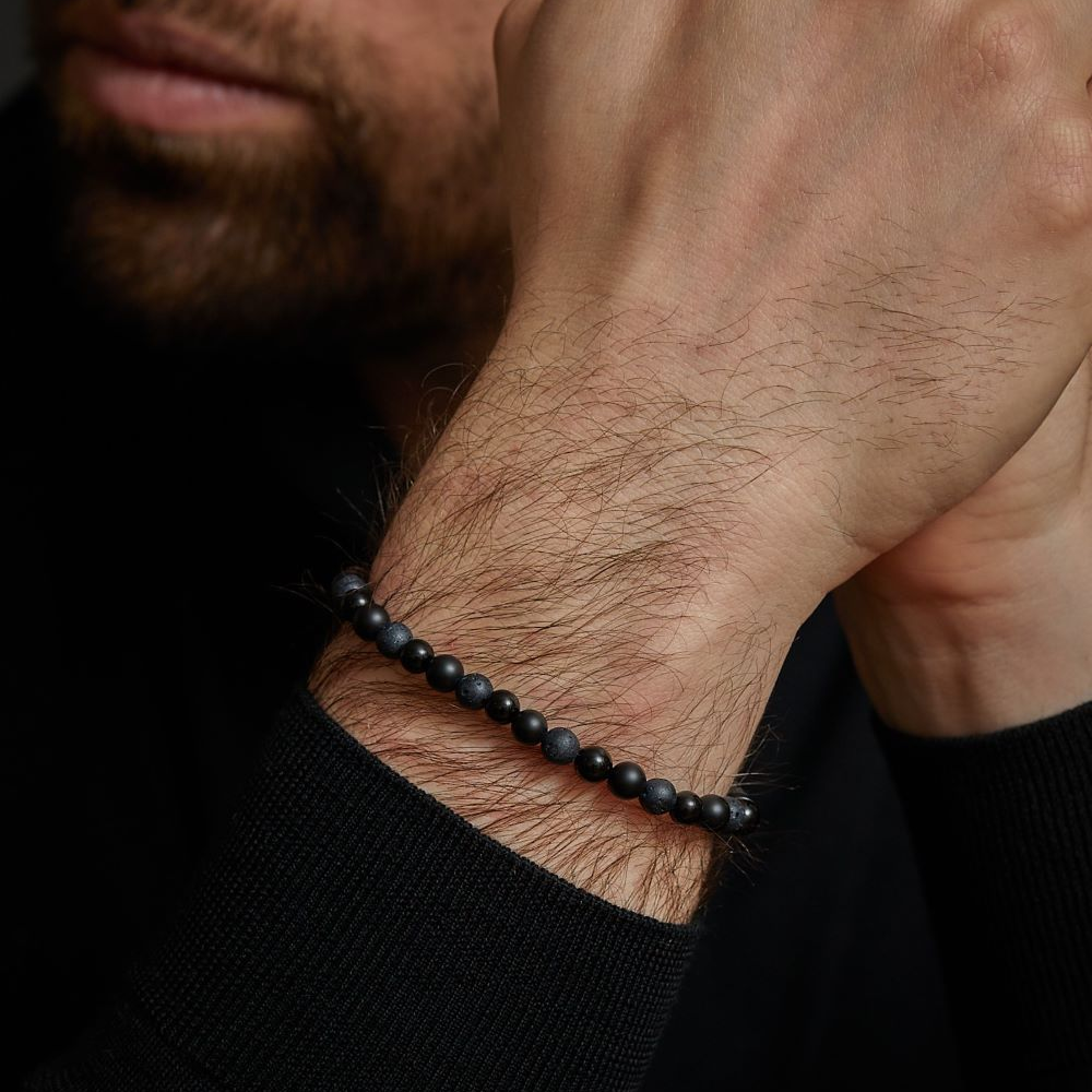 Black Rocks - All-Black - 6mm - Bracelet pour homme en perles