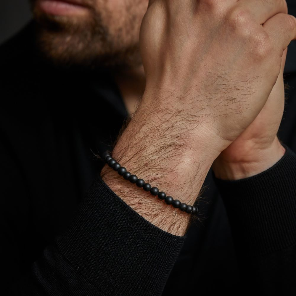 Mad Panther - Tout Noir - 6mm - Bracelet de perles pour homme