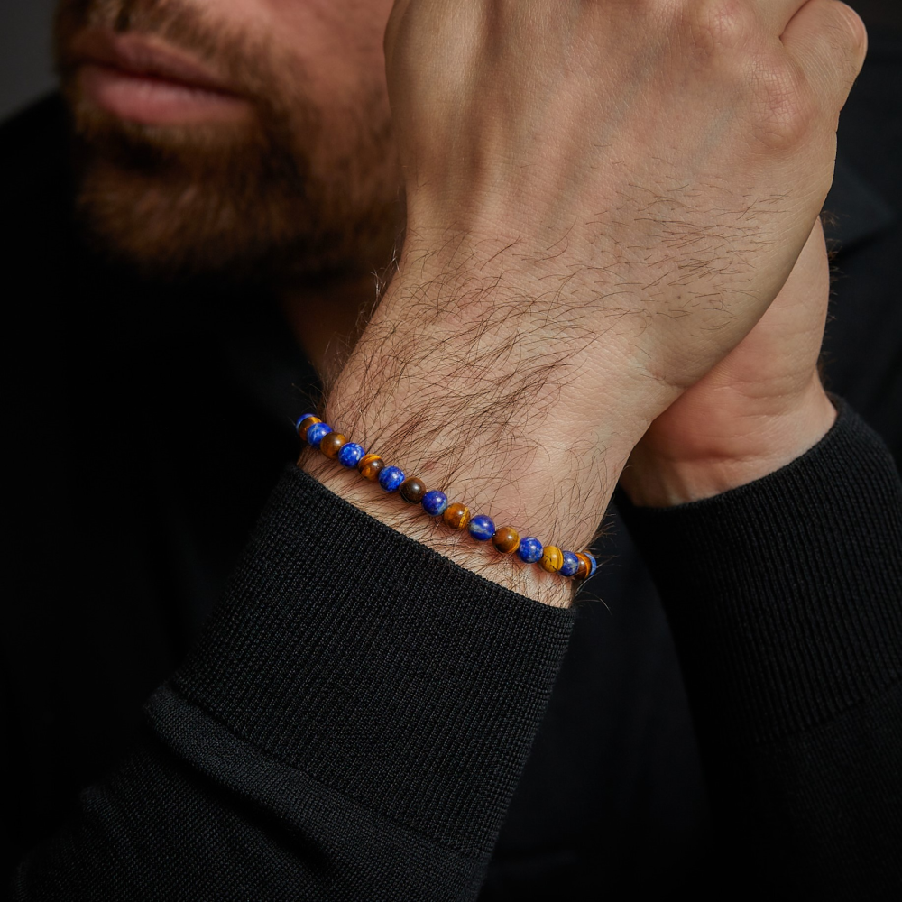Bracelet en perles pour homme Mix Tiger Lapis - 6mm