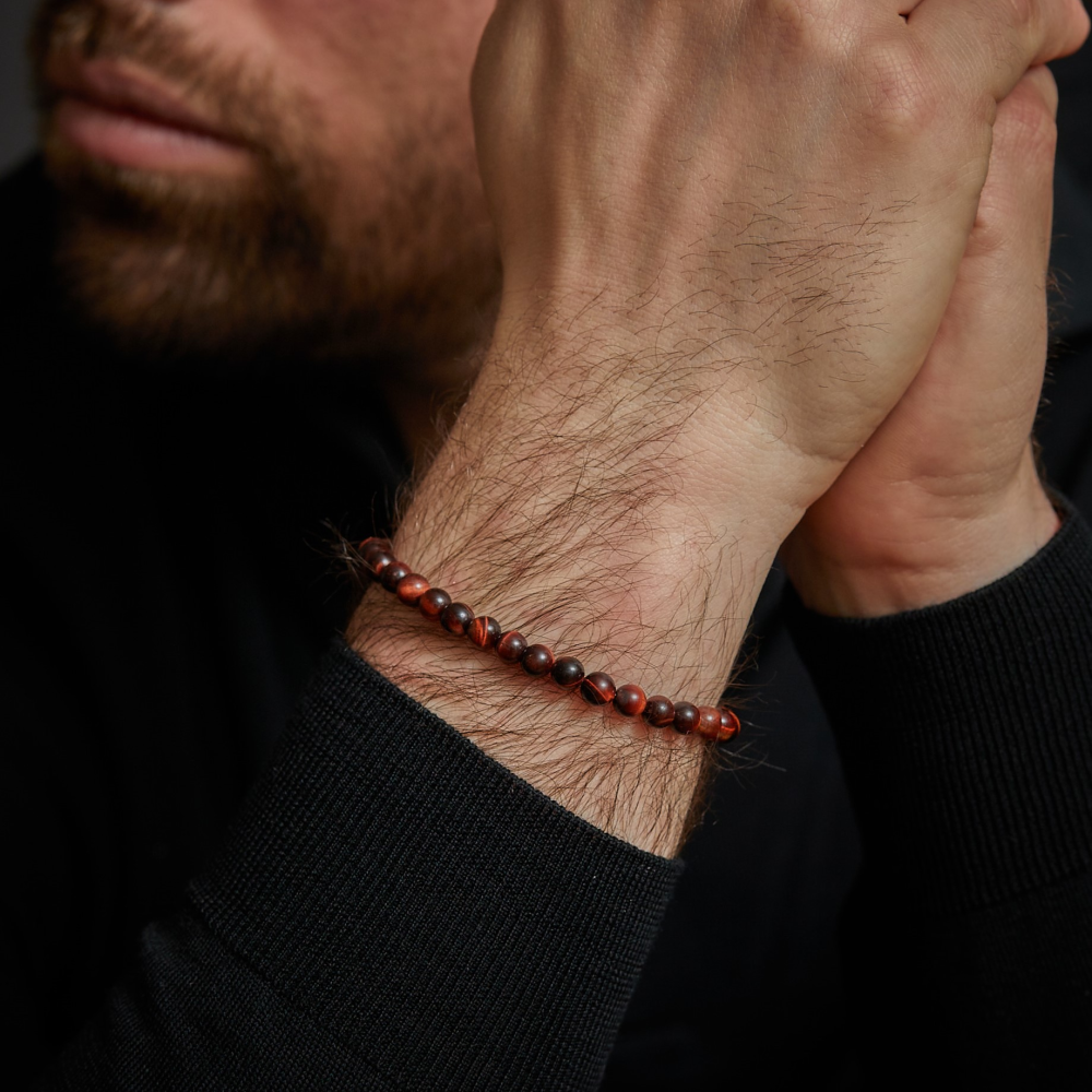 Tiger Red Vintage - 6mm - Bracelet en perles pour homme