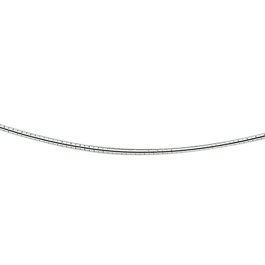 collier omega rond en argent rhodié de 1,4 mm de diamètre