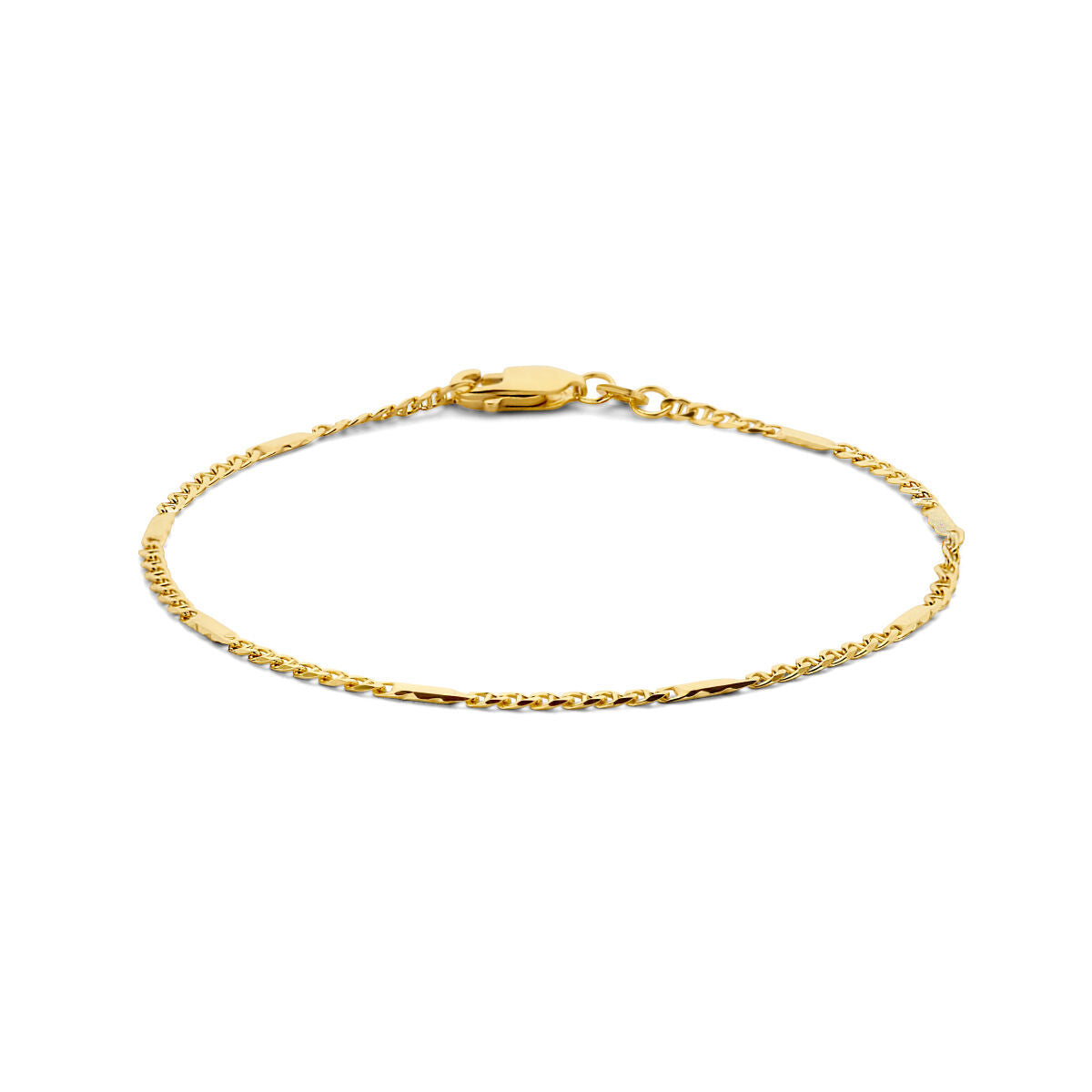 Bracelet en or avec un entretoise en œil de faucon, finition brillante.