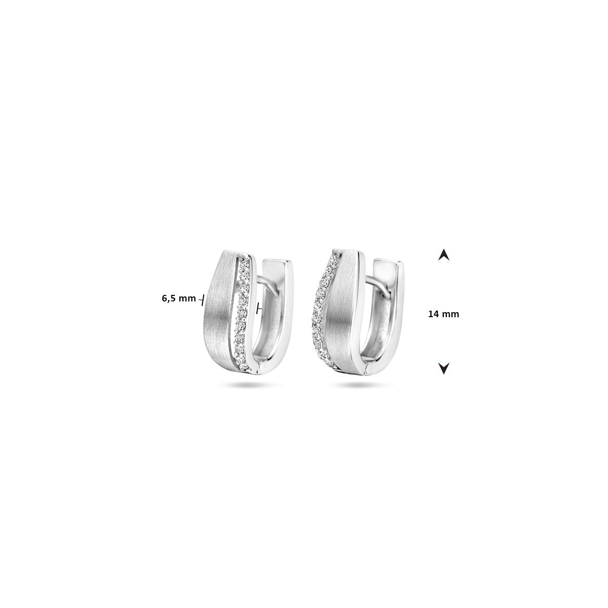 créoles zircone 14 mm poli/mat argent rhodié