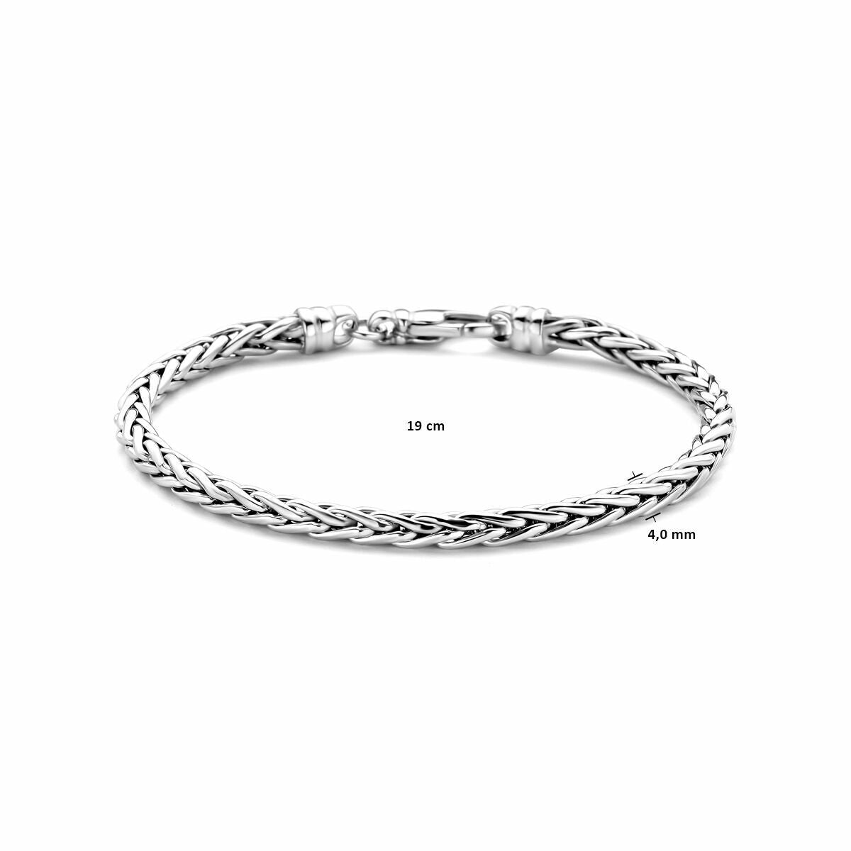 Bracelet rhodié en argent pour femme – maille en queue de renard 4 mm