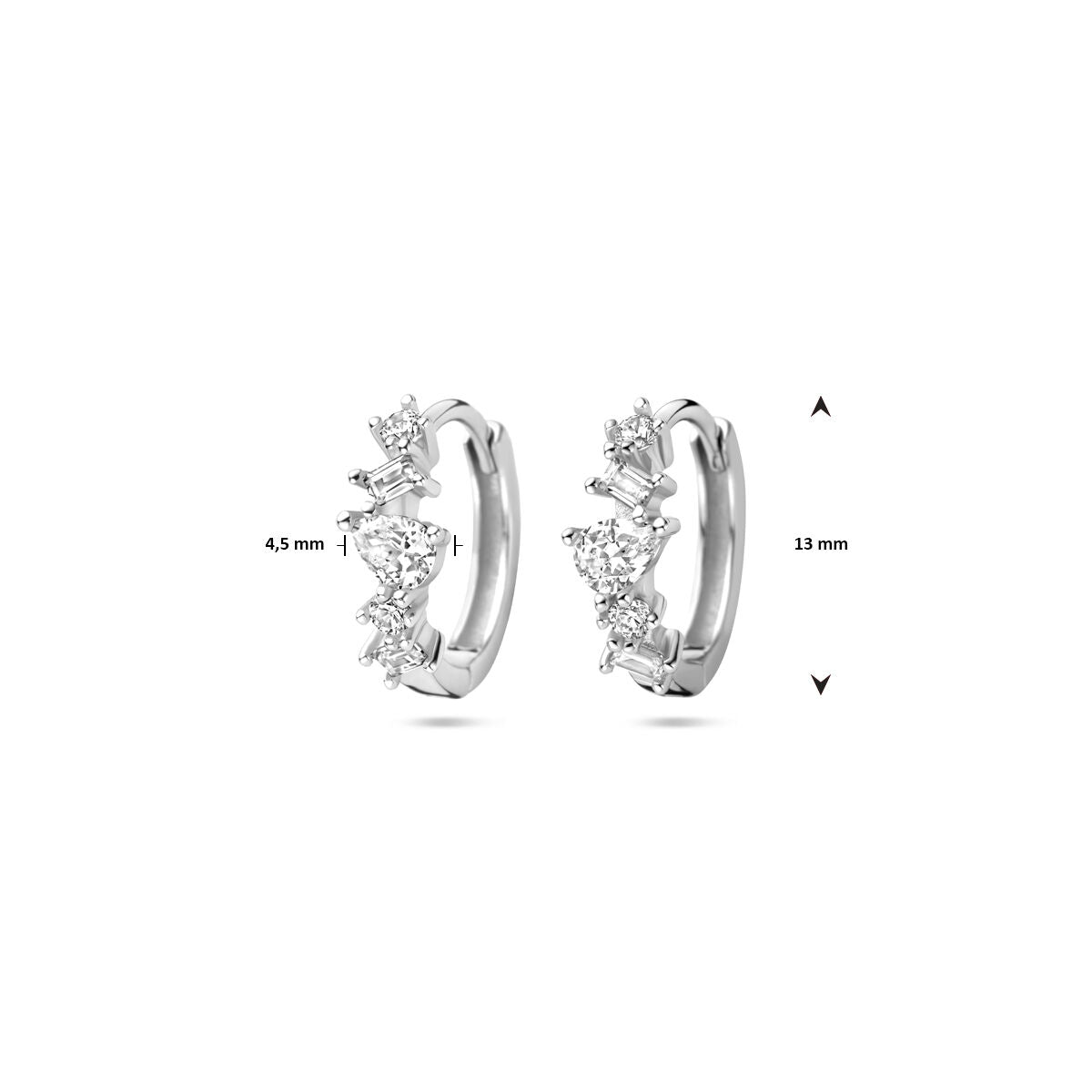 créoles zircone 13 mm argent rhodié