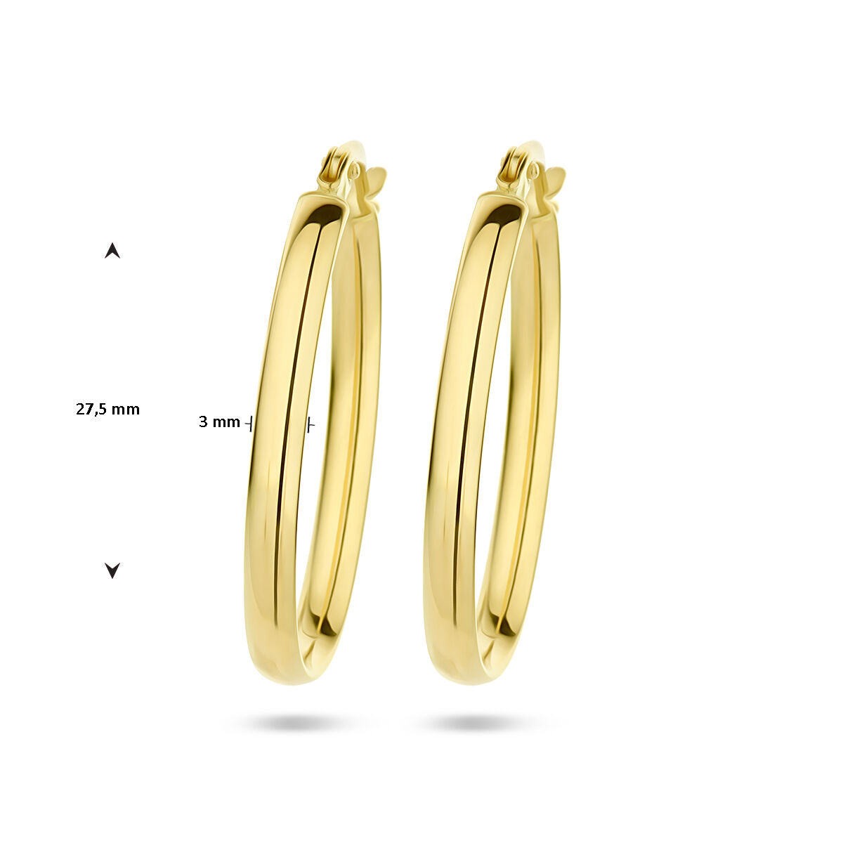 créoles ovales demi-rondes tube 14K or jaune