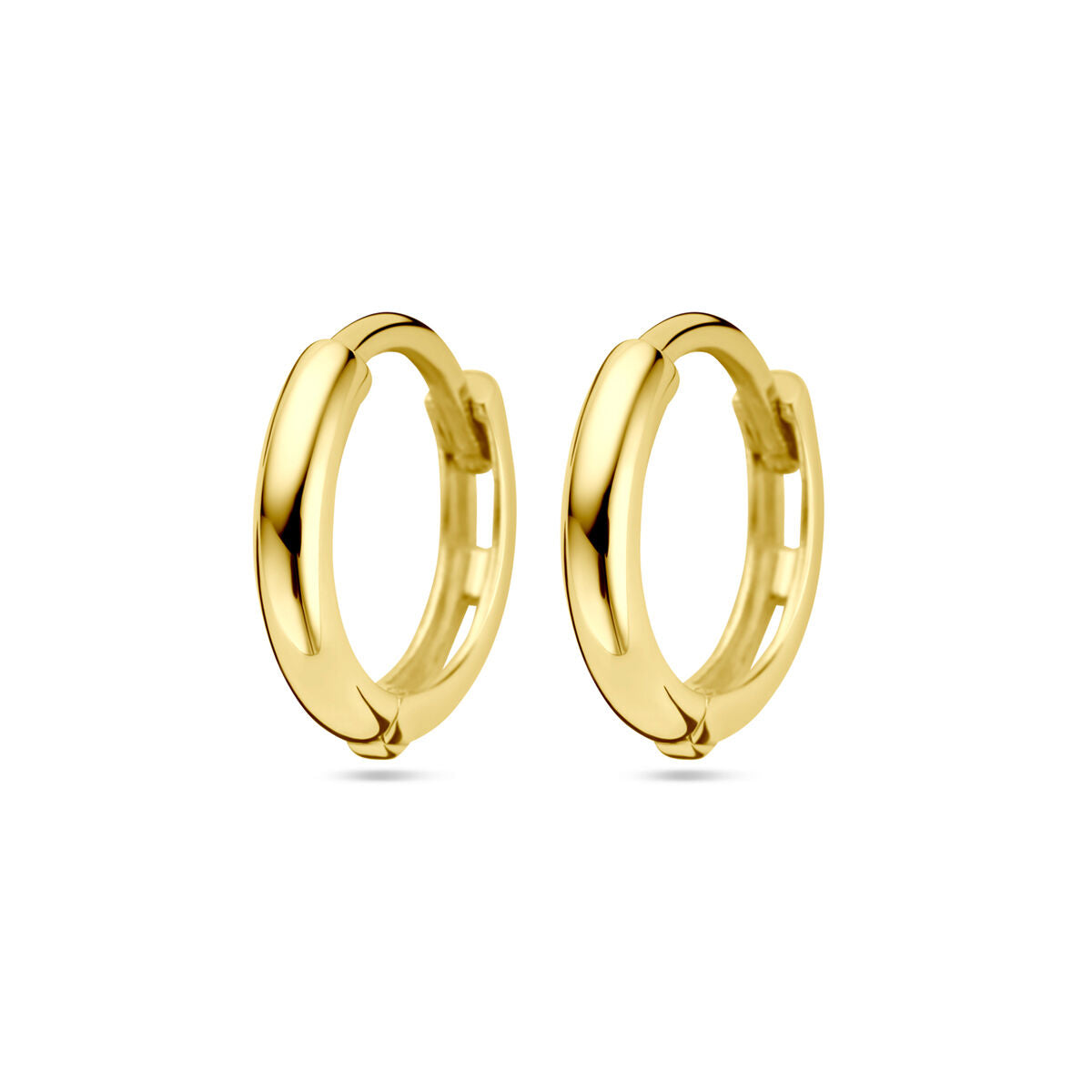 Boucles d'oreilles en or jaune 14K, de forme ronde et lisse.