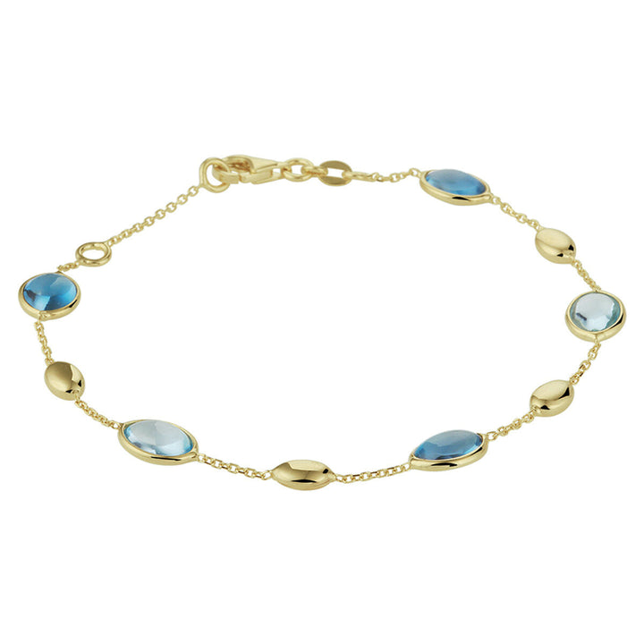Gouden armband dames london blue en blauw topaas 14K