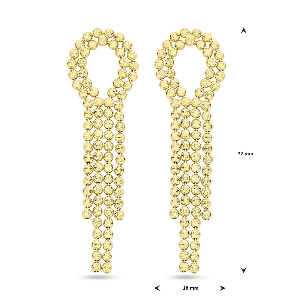 Collection Van der Kooij - boucles d'oreilles diamantées 72 mm 1 micron argent plaqué or (jaune)